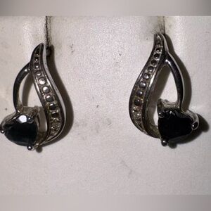 Vintage 1960’s 925 Sterling Earrings With Sapphires And Diamonds